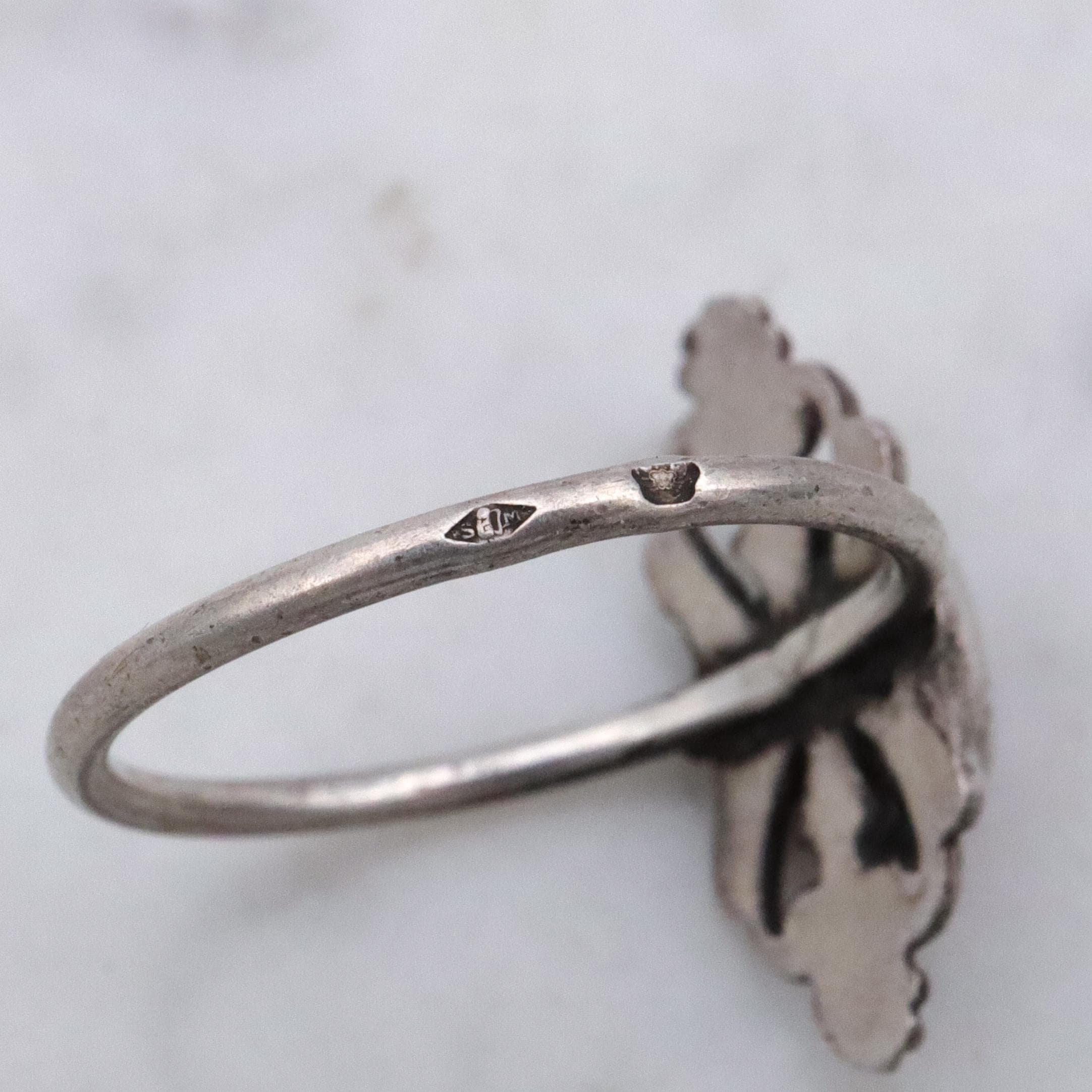 French Art Nouveau .800 silver carnelian scroll ring, size 5.5