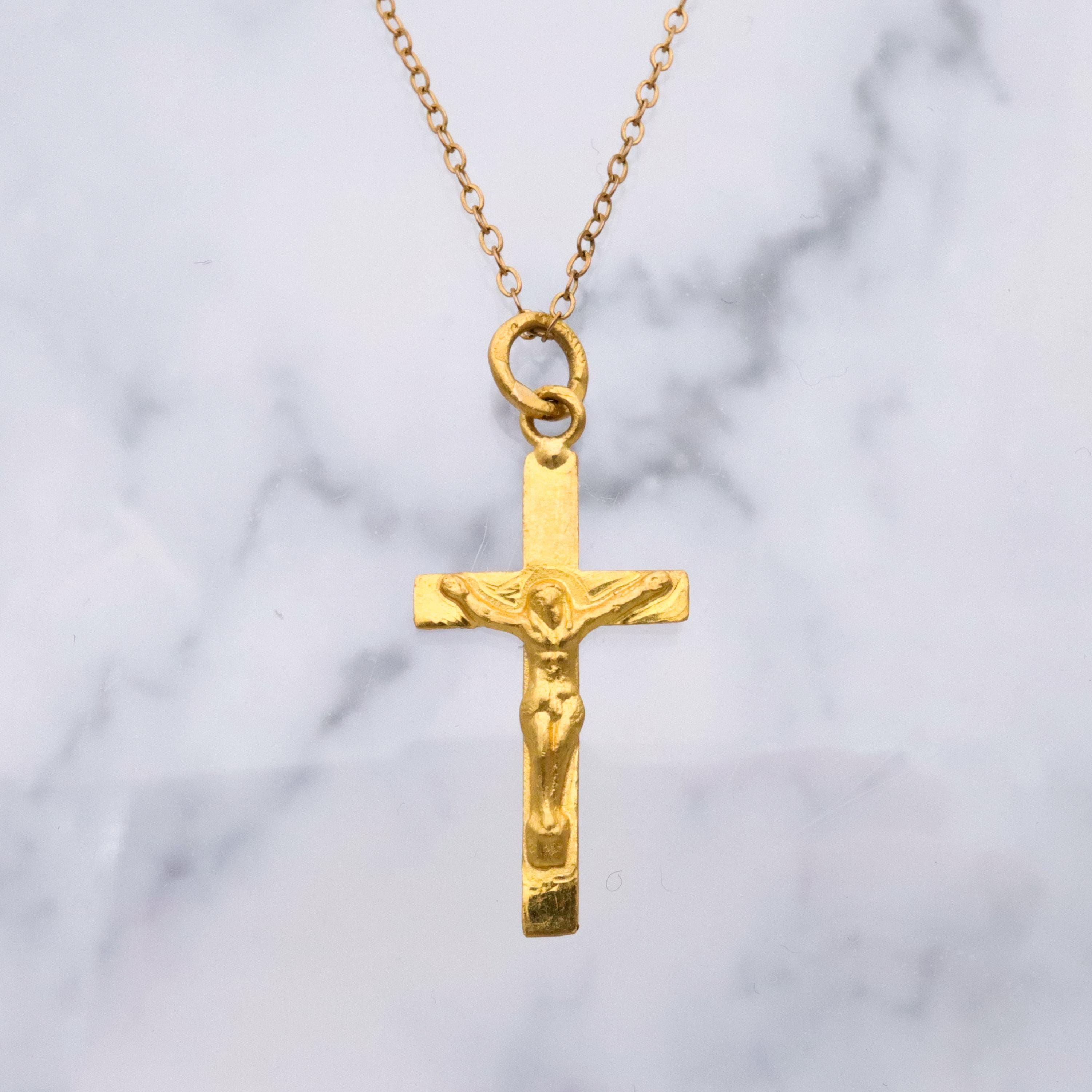 Vintage 22k gold crucifix cross pendant