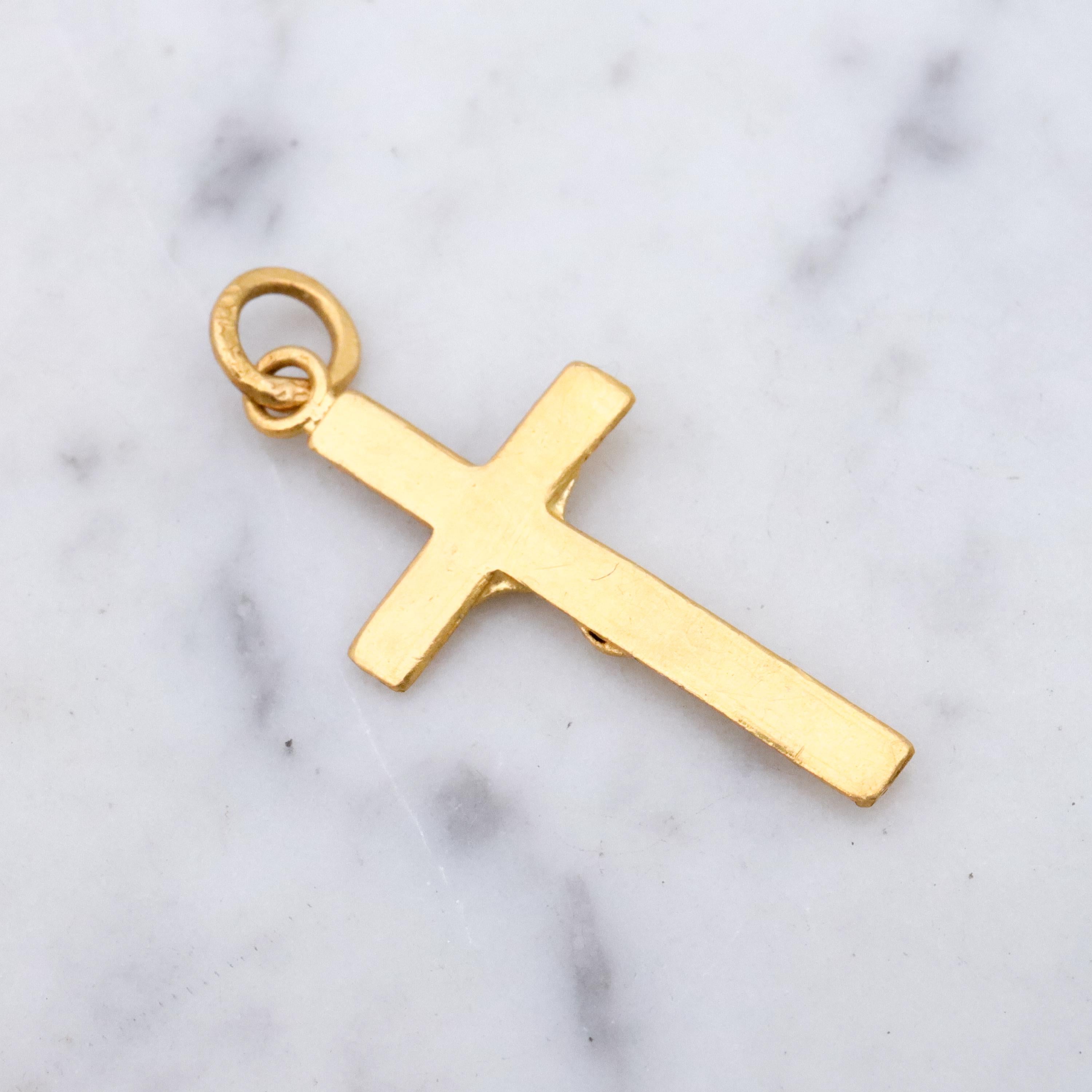 Vintage 22k gold crucifix cross pendant