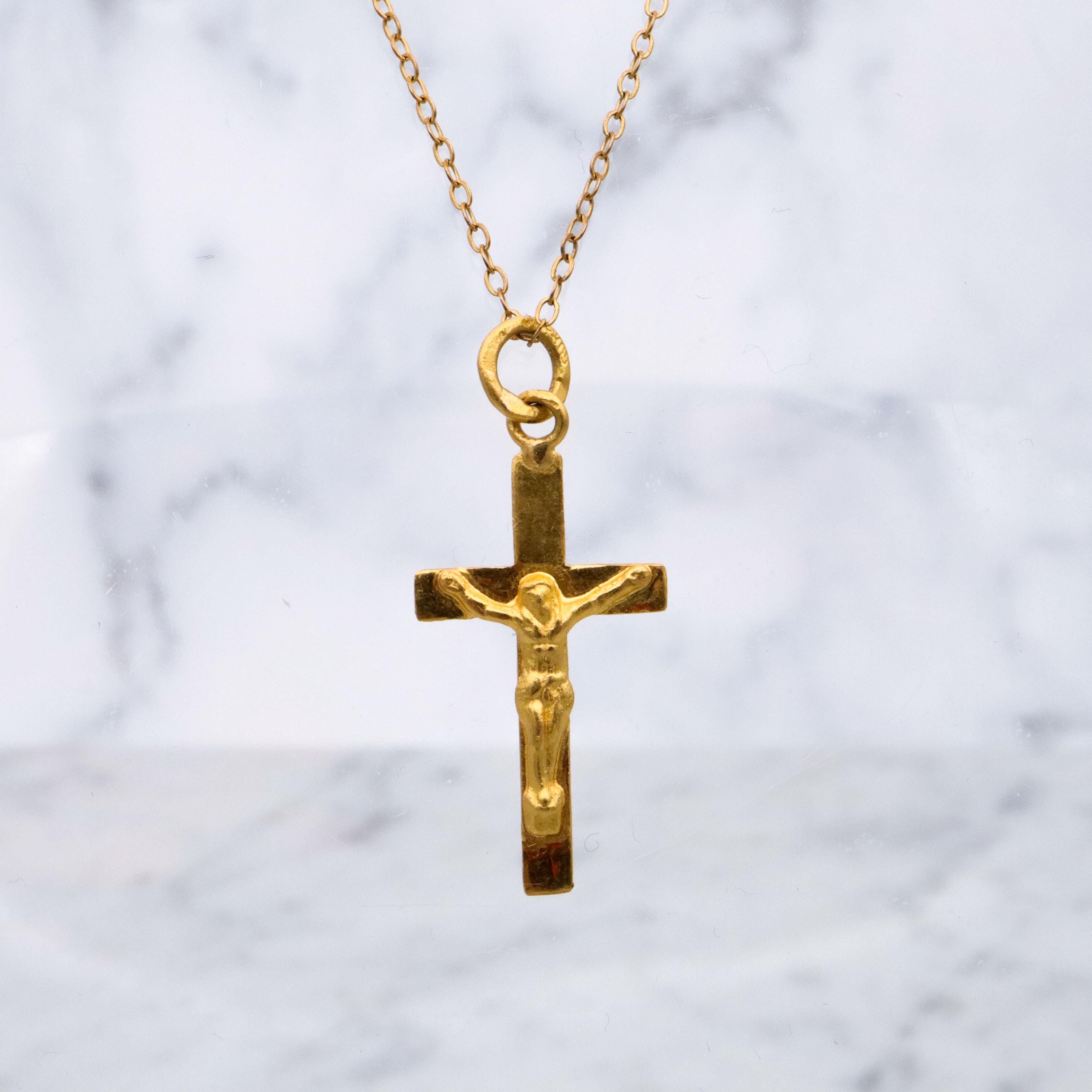 Vintage 22k gold crucifix cross pendant