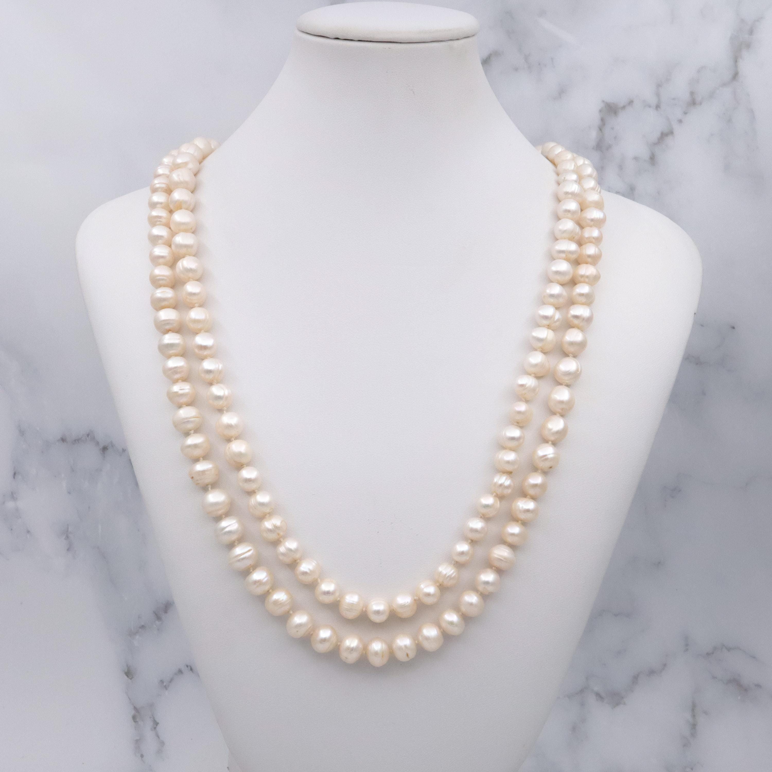 Vintage 48" cultured pearl opera rope necklace