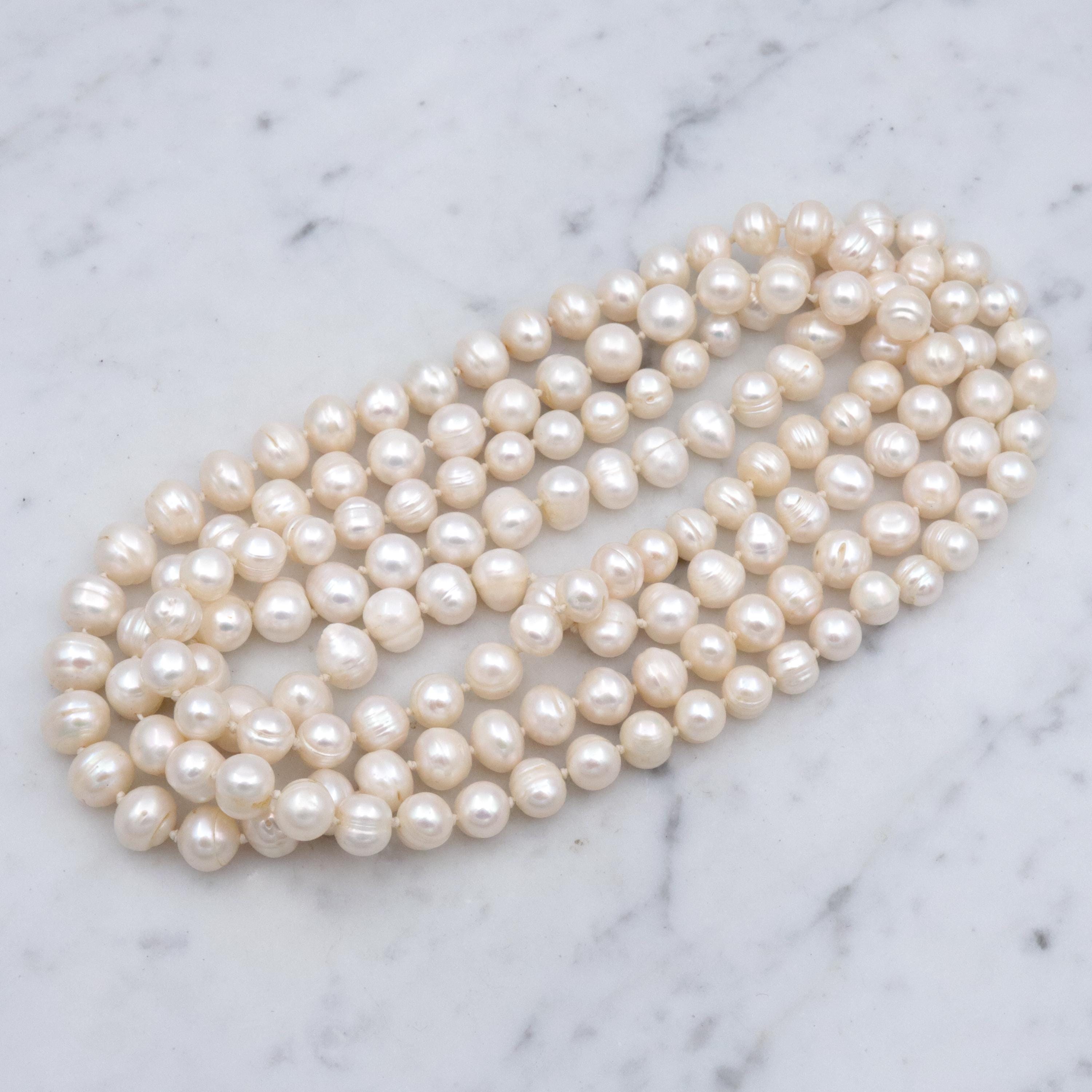 Vintage 48" cultured pearl opera rope necklace