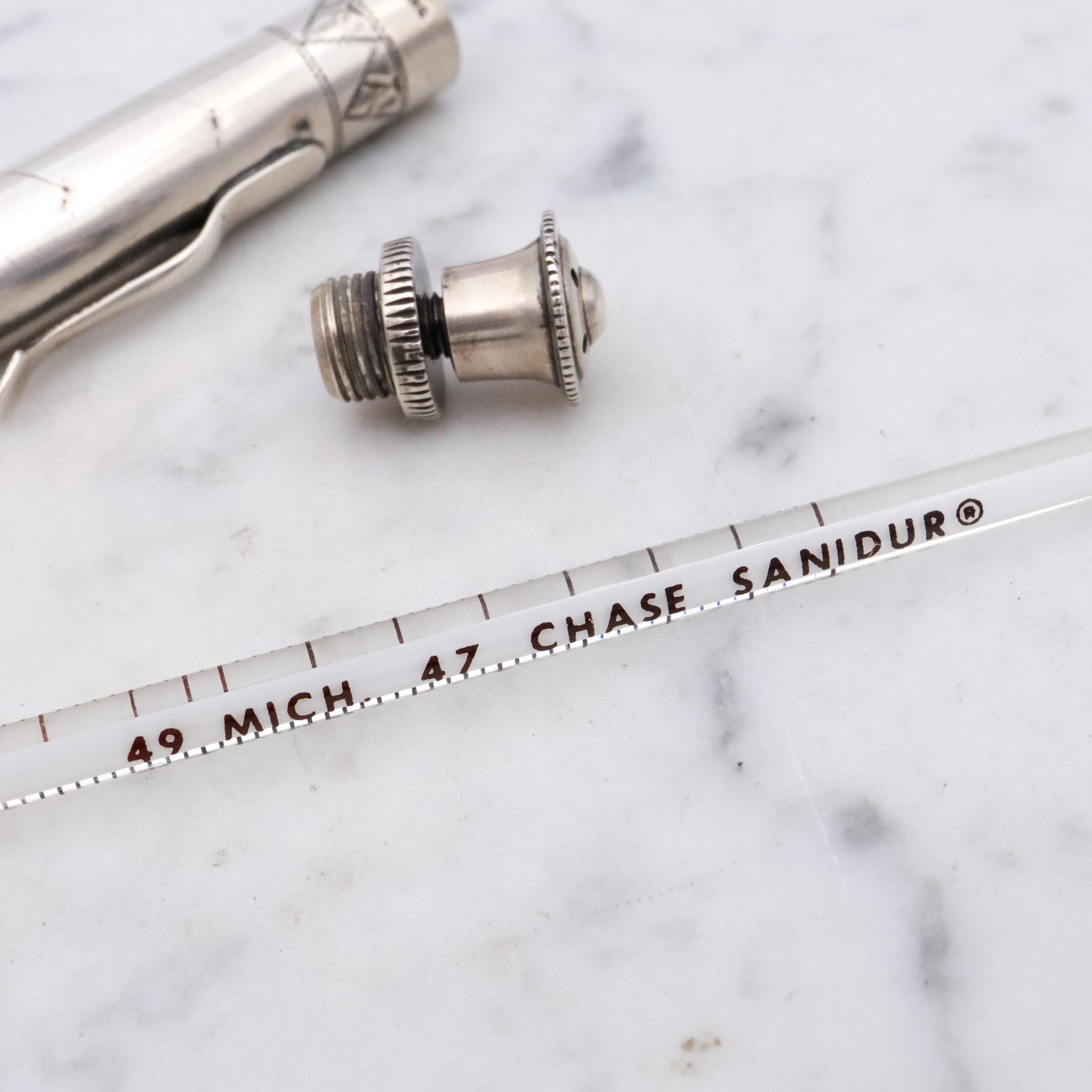 Antique sterling thermometer case with clip
