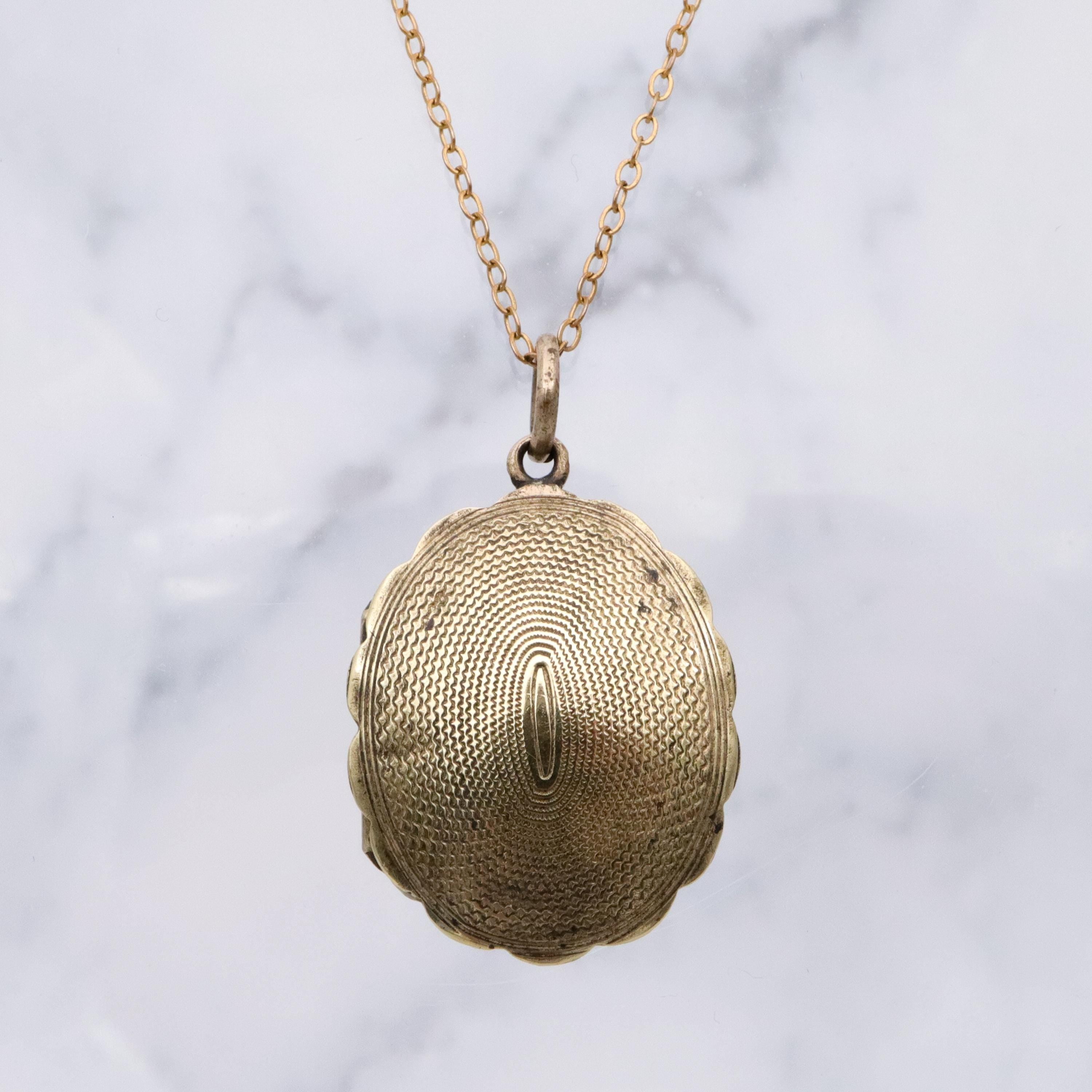 Victorian gold filled oval hair locket