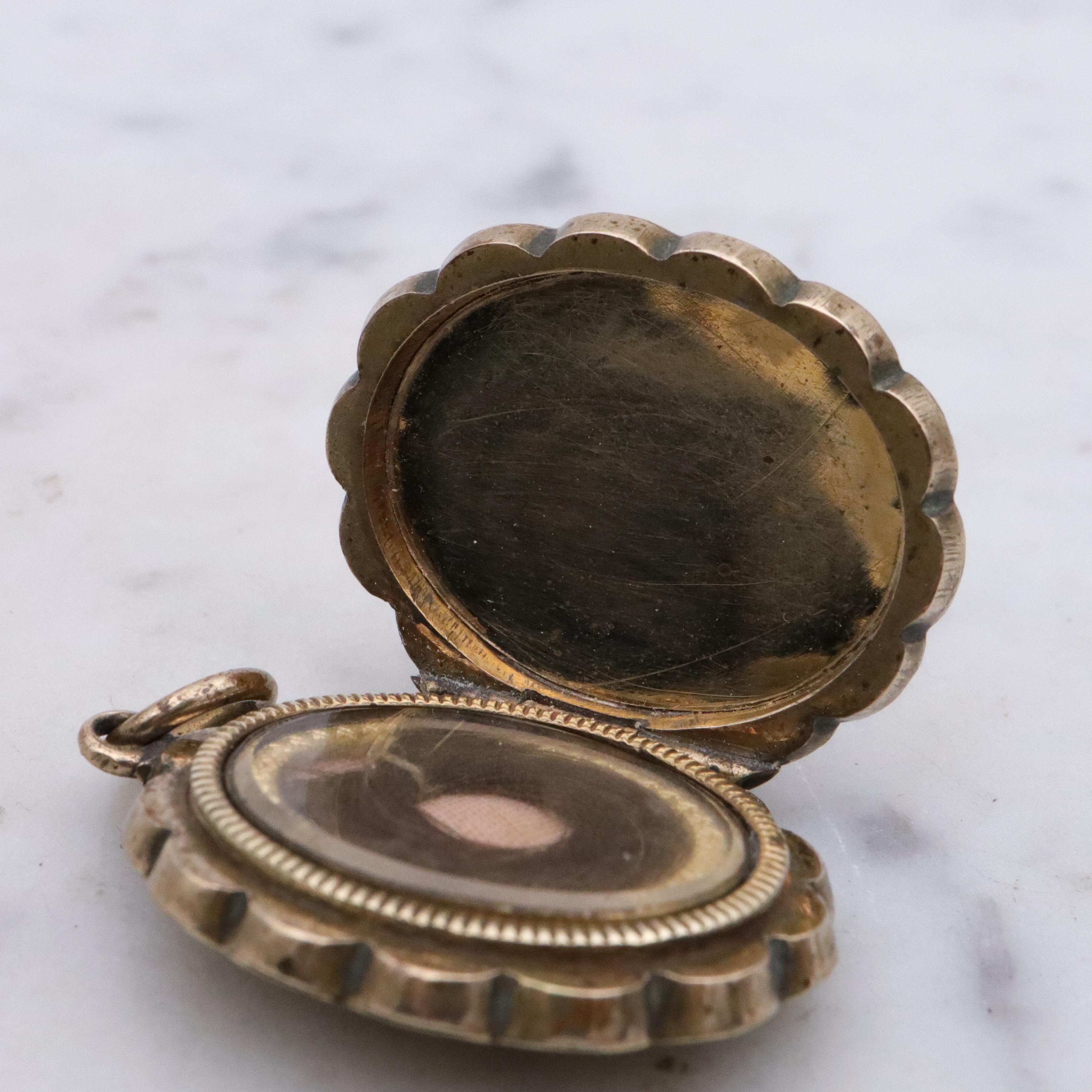 Victorian gold filled oval hair locket
