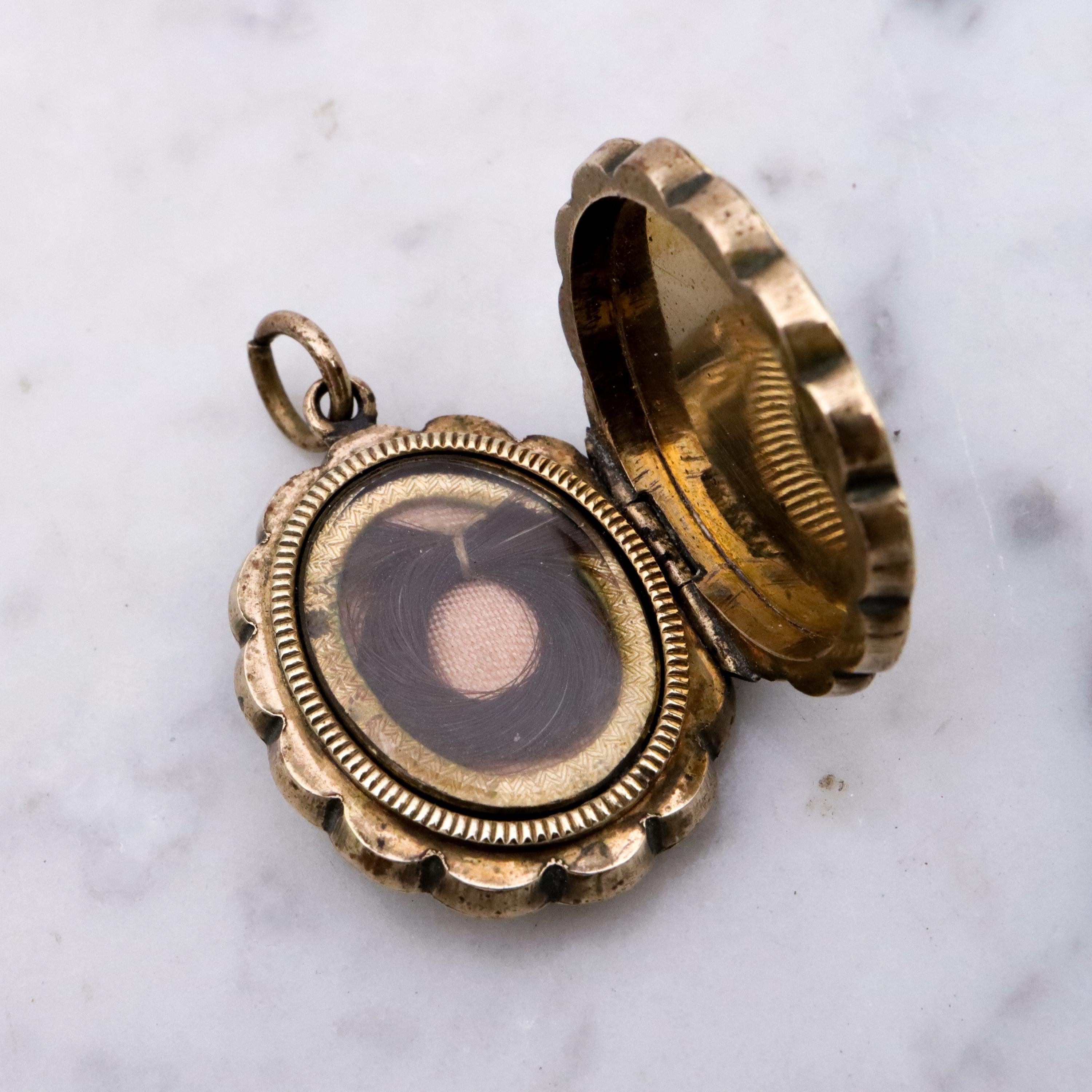 Victorian gold filled oval hair locket